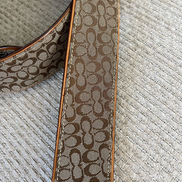 COACH Signature Monogram Leather Canvas Belt XL Preppy Classic Brown Tan - Picture 4 of 9